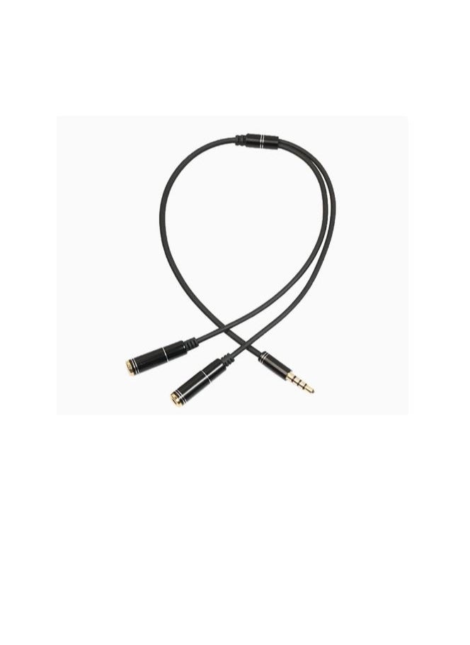 Generic Headphone splitter audio cable 3.5mm male to 2 female jack 3.5mm splitter adapter aux cable comabtible with andorid phone mp3 player Black  - Image 1