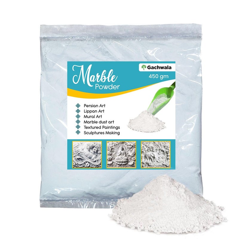 Gachwala Superior Marble Powder 450gm Natural Fine Marble Dust Wall Art Relief Painting 3D Sculptures Lippan Persian Art DIY Perfect for Artists Students Safe for Children