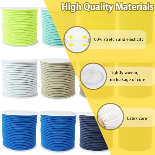 ZHFMLY 12rolls Colored Elastic Stretch String 2mm Blue Elastic Round Beaded Cord for Pony Silicone Bubble Beads Large Hole Bead Keychain Bracelet Small Bungee Shock Cord for DIY Crafts & Sewing 300ft(ZH170) - Image 3