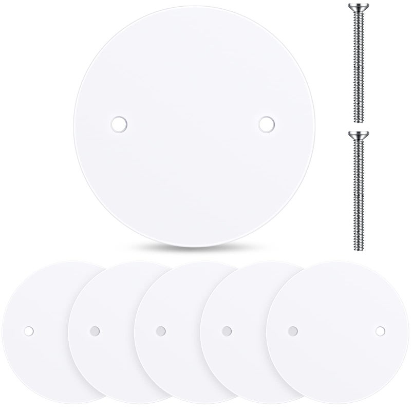 Shimeyao Round Cover Plate Plastic Blank Flat Wall Hole Ceiling Outlet Cover Electrical Box Plate with M35 Screws for Ceiling Fan Light Switch Junction Box26 Pcs5 Inch in Diameter