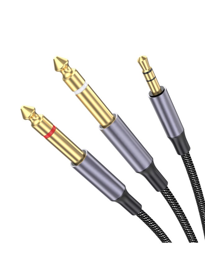 3.5 To 6.5 Audio Line Mobile Phone Notebook Flat Speaker Audio Amplifier Electric Guitar 6.35 Line Outlet-Color:Double 6.35 To 3.5-Length:25cm  - Image 1