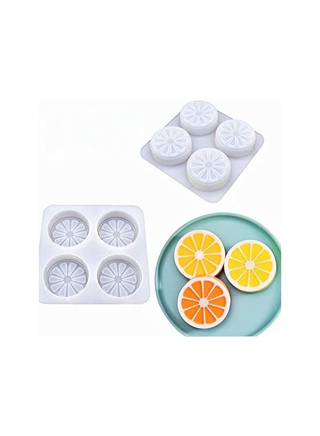 S-TOP 2 Pcs 4 Cavity Lemon Slice Silicone Molds Orange Slice Silicone Molds for Handmade SoapCake Decorating DIY Fondant Candy Making Chocolate Pudding Mousse Cupcake Topper Birthday Party Moulds - Image 2