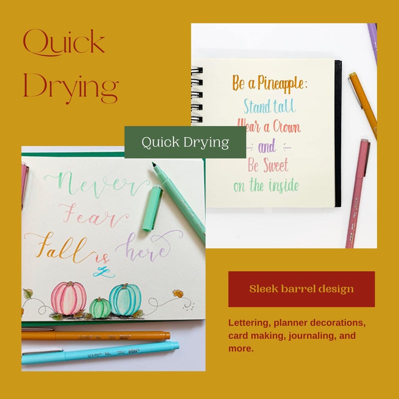 Tribello Marvy Uchida Le Pen Flex - 24 Colors - Colored Calligraphy Pens for Journaling - Quick Drying, Smudge-Proof Brush Markers for Hand Lettering, Drawing, Journals, and Planners - Image 5