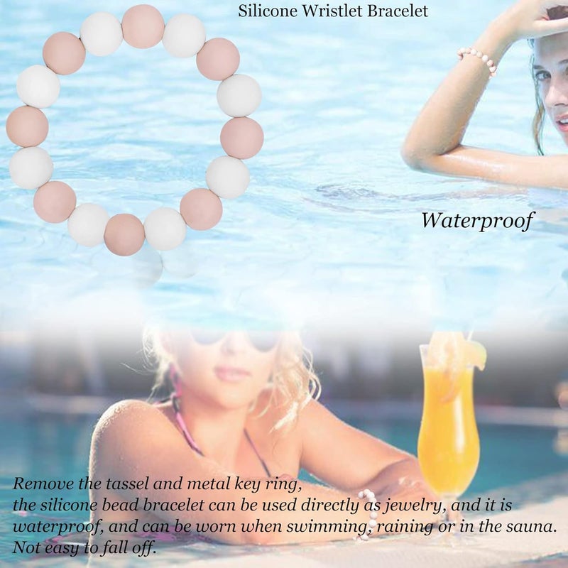 BIHRTC حلقة مفاتيح سوار حامل مفاتيح السيارة سوار معصم سيليكون للنساء سلاسل خرز - Image 5