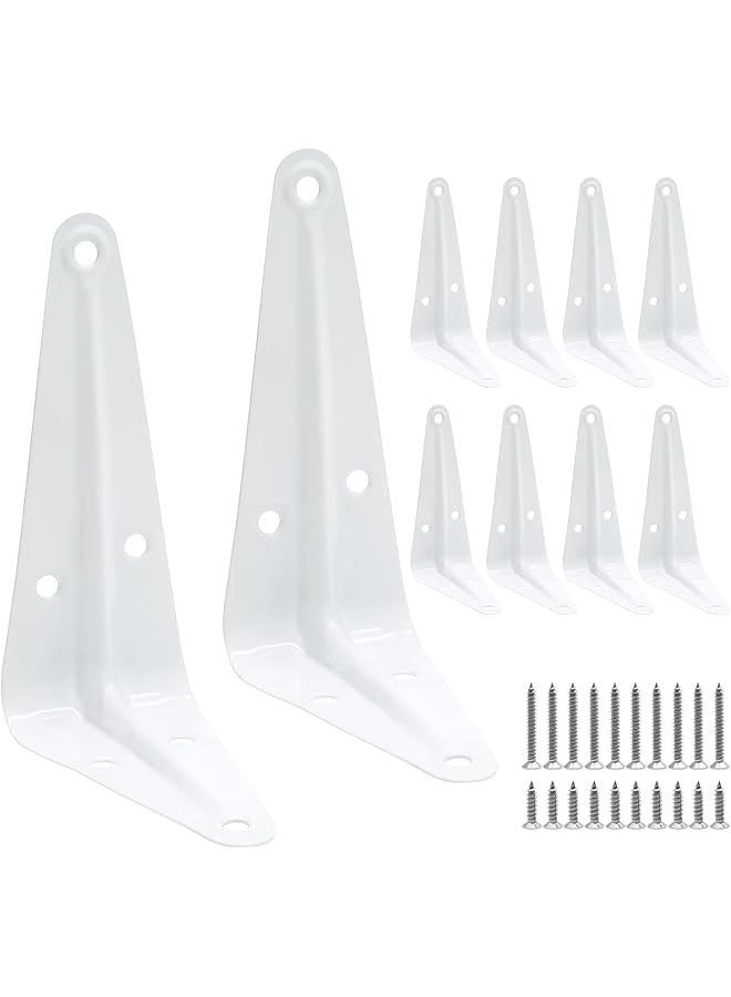 The Bros The Bros 10Pcs White Wall Shelf Brackets 4 Inch, Heavy Duty L Bracket Corner Brace Support, Metal Joint Angle Bracket for Hanging, Floating Shelves Bracket for Shelf with Screws and Nut (10 x 7.6cm)  - Image 1