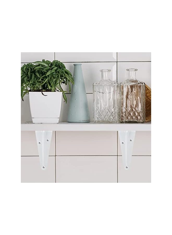 The Bros The Bros 10Pcs White Wall Shelf Brackets 4 Inch, Heavy Duty L Bracket Corner Brace Support, Metal Joint Angle Bracket for Hanging, Floating Shelves Bracket for Shelf with Screws and Nut (10 x 7.6cm)  - Image 4