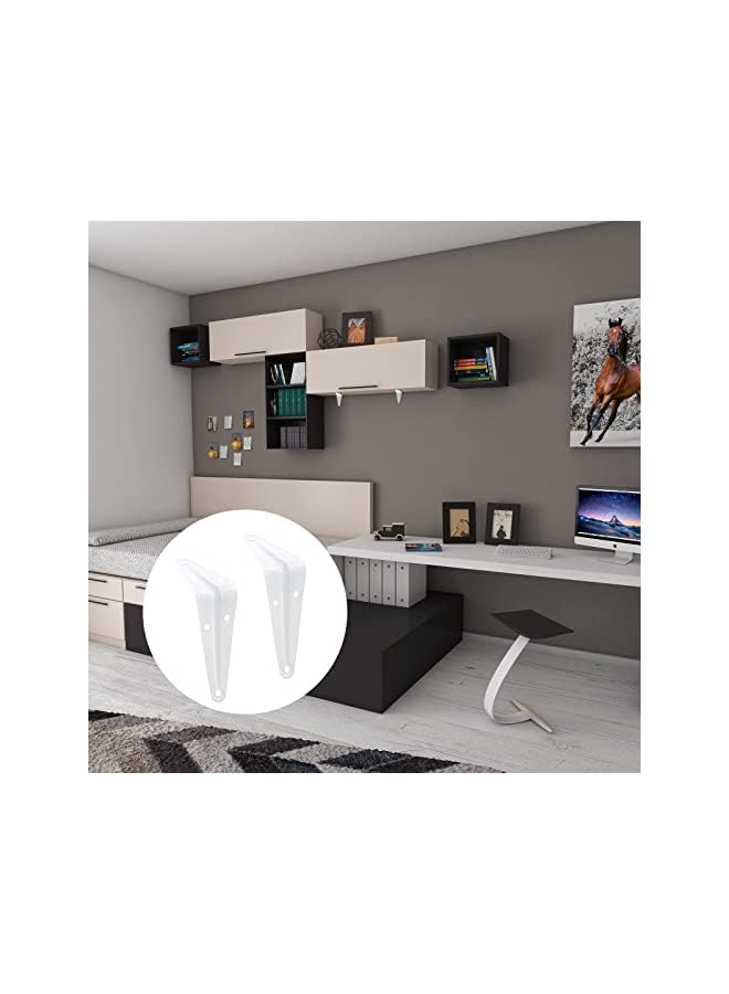 The Bros The Bros 10Pcs White Wall Shelf Brackets 4 Inch, Heavy Duty L Bracket Corner Brace Support, Metal Joint Angle Bracket for Hanging, Floating Shelves Bracket for Shelf with Screws and Nut (10 x 7.6cm)  - Image 3
