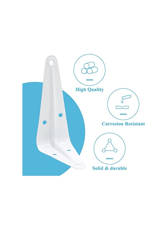 The Bros The Bros 10Pcs White Wall Shelf Brackets 4 Inch, Heavy Duty L Bracket Corner Brace Support, Metal Joint Angle Bracket for Hanging, Floating Shelves Bracket for Shelf with Screws and Nut (10 x 7.6cm)  - Image 5