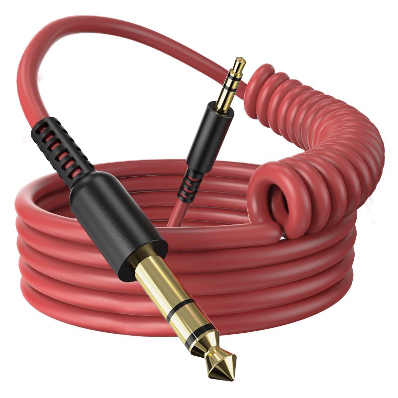 OneOdio 6.35mm to 3.5mm 6.6-9.8FT Stereo Adapter Cable Compatible with AMPs, Electronic Keyboards, Mixers, Guitars and Pro10/Pro30/Pro50 Headphones of OneOdio-Red - Image 1