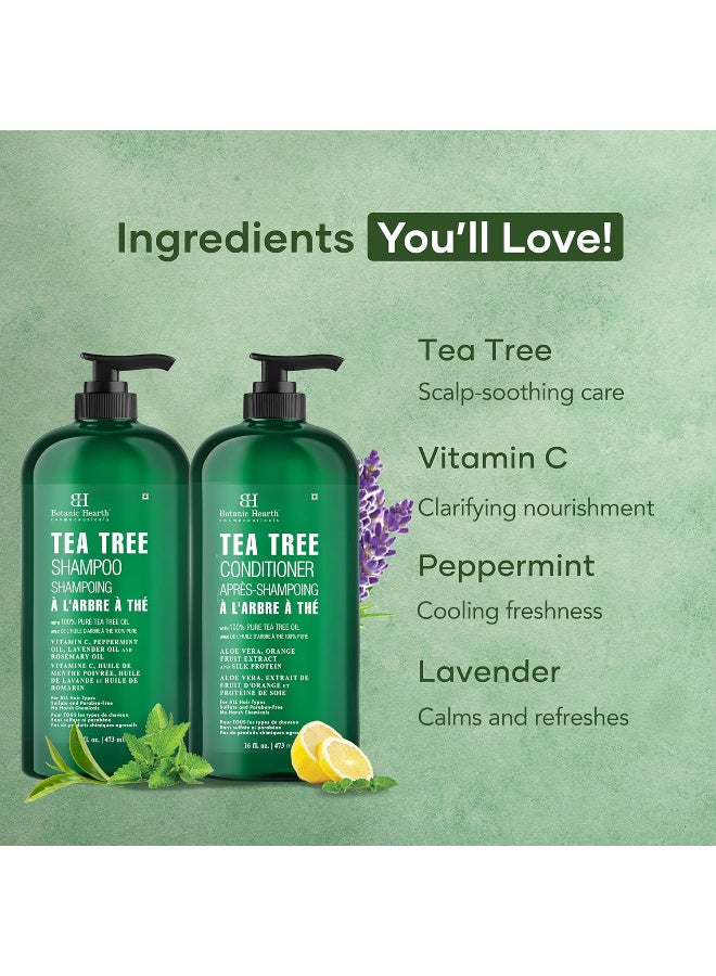 بوتانيك هيرث مجموعة شامبو وبلسم بزيت شجرة الشاي النقي 100% لترطيب وتهدئة فروة الرأس الجافة والحساسة خالية من الكبريتات والبارابين مناسبة للرجال والنساء من بوتانيك هيرث (قد يختلف شكل العبوة)، سعة 473 مل لكل عبوة - Image 4