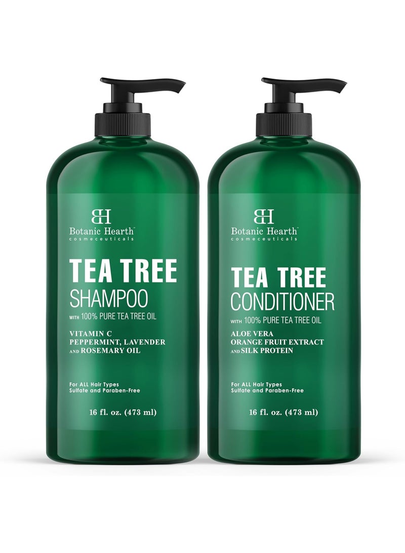بوتانيك هيرث مجموعة شامبو وبلسم بزيت شجرة الشاي النقي 100% لترطيب وتهدئة فروة الرأس الجافة والحساسة خالية من الكبريتات والبارابين مناسبة للرجال والنساء من بوتانيك هيرث (قد يختلف شكل العبوة)، سعة 473 مل لكل عبوة - Image 1