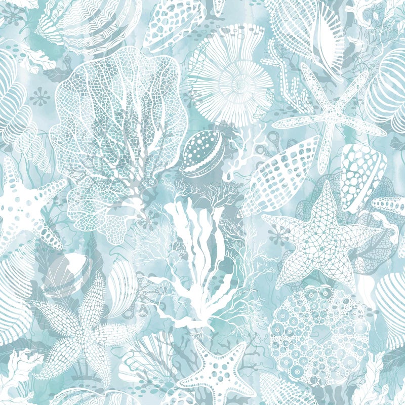 Livelynine Ocean Blue Wallpaper Peel and Stick Prepasted Aqua Coastal Wall Paper Light Blue Seagrass Coral Reef Aesthetic Beach Coastal Contact Paper for Kitchen Cabinets Adhesive Vinyl 17.5x78.8 - Image 1