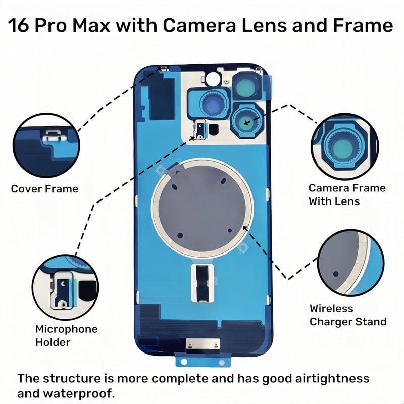 LNONLS Store استبدال زجاج خلفي لجهاز iPhone 16 Pro Max مع عدسة كاميرا + مجموعة أدوات إصلاح احترافية (تيتانيوم أسود) - Image 3