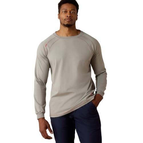 Ariat Men's Flame Resistant Long Sleeve Work Crew, Silver Fox, X-Large - Image 1