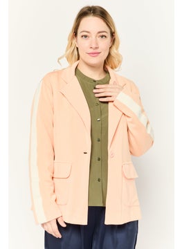 Women Regular Fit Brand Logo Blazers, Orange