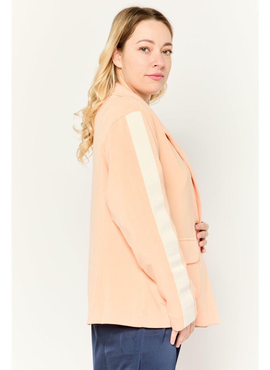 TRIBE OF 6 - Women Regular Fit Brand Logo Blazers, Orange - Image 1