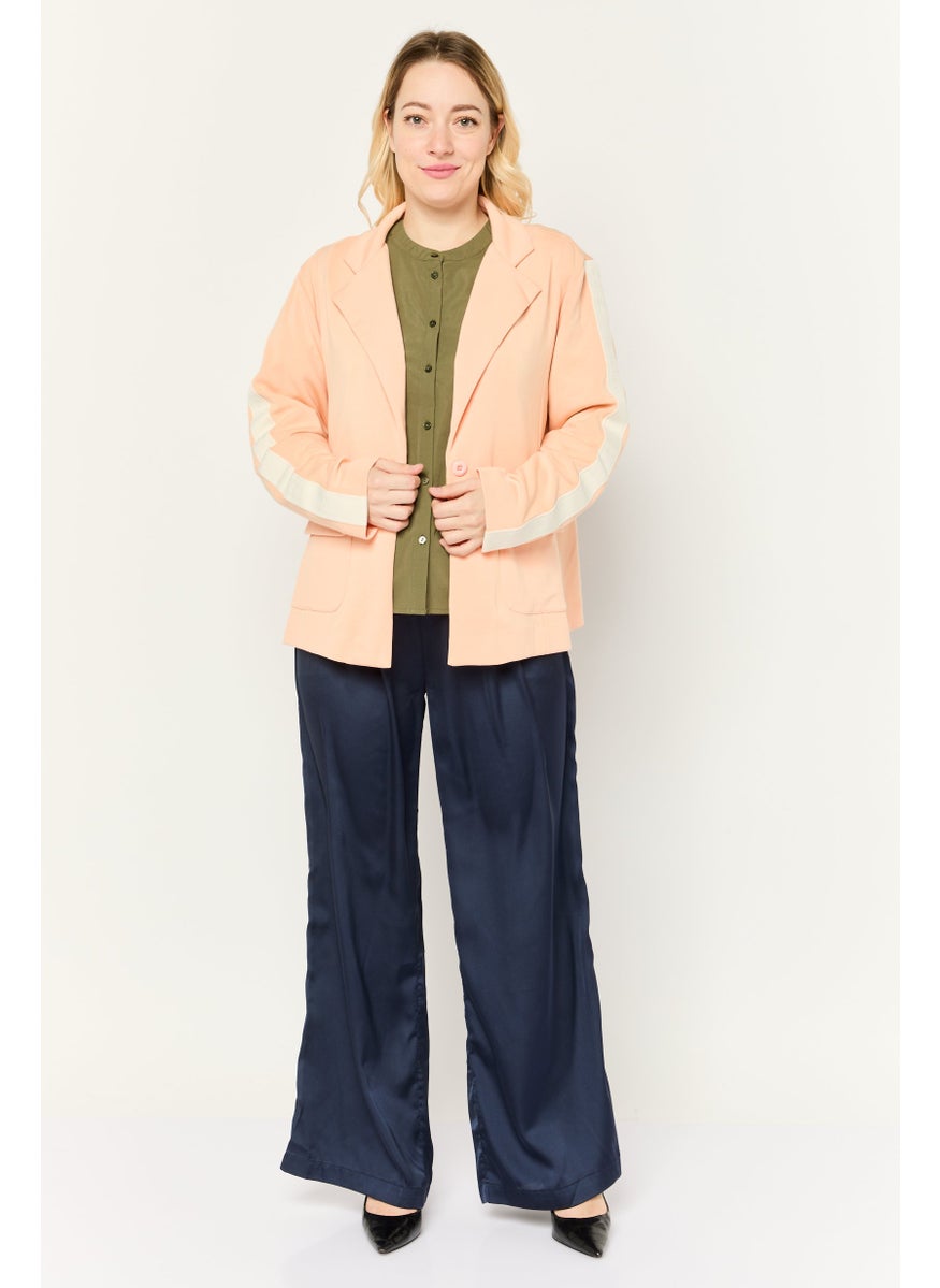TRIBE OF 6 - Women Regular Fit Brand Logo Blazers, Orange - Image 1