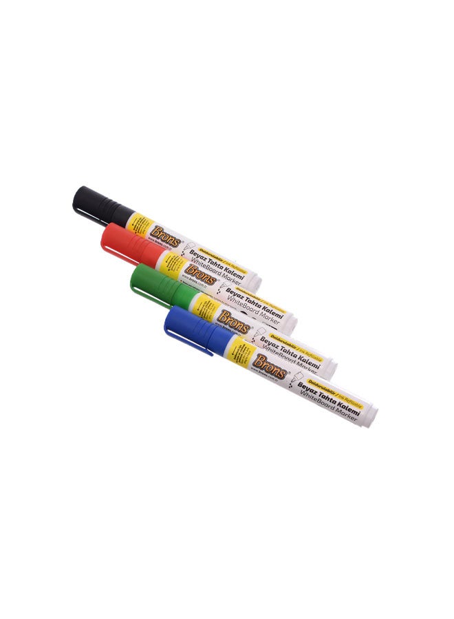 El Maayergy Elmaayergy BR-9501 REFILLABLE Set Of 4 Pieces Of White Board Marker Pen With Durable Material, Suitable For School And Home