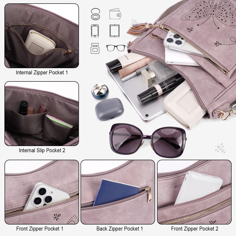 KITEVIUN Medium Crossbody Bags for Women Trendy, Women's Butterfly Shoulder Handbags with Tassel - Image 3