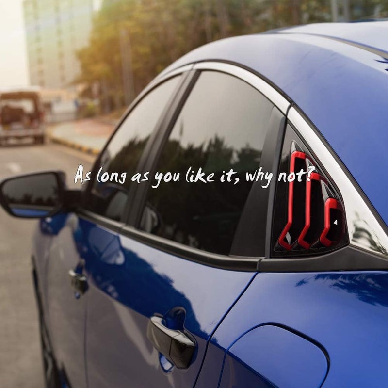 Thenice for 10th Gen Civic Rear Side Window Louvers Racing Style Triangular Window Glass Blinds Compatible with Honda Civic Sedan 2021 2020 2019 2018 2017 2016 -Piano Black with Red Trim - Image 5