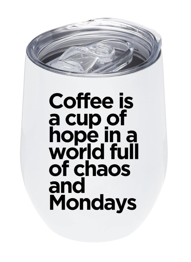 LOUD UNIVERSE Coffee Quote Printed Tumbler, Travel Tumbler With Lid  - Image 1