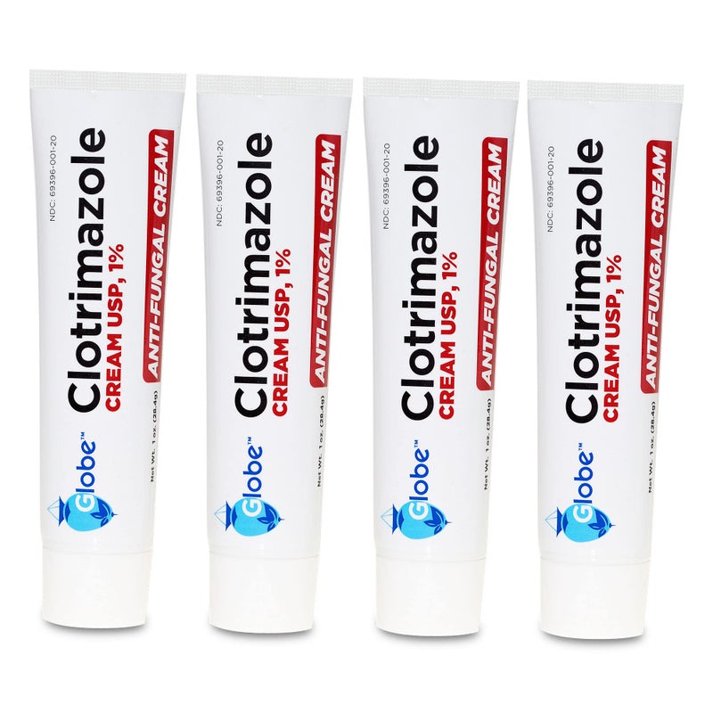 Globe Clotrimazole Antifungal Cream 1% USP, 4 oz (2 Pack), Anti Fungal Treatment, Relieves Itching, Burning, Cracking and Scaling Associated Athletes Foot, Jock Itch, Ringworm and More. (Total 8 oz) - Image 1