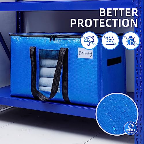 TAILI Extra Large Moving Bags, 4 Pack Blue Heavy Duty Totes For Storage with Visible Window, Wrap Around Handles, Storage Bags for Space Saving, Alternative to Moving Boxes - Image 5