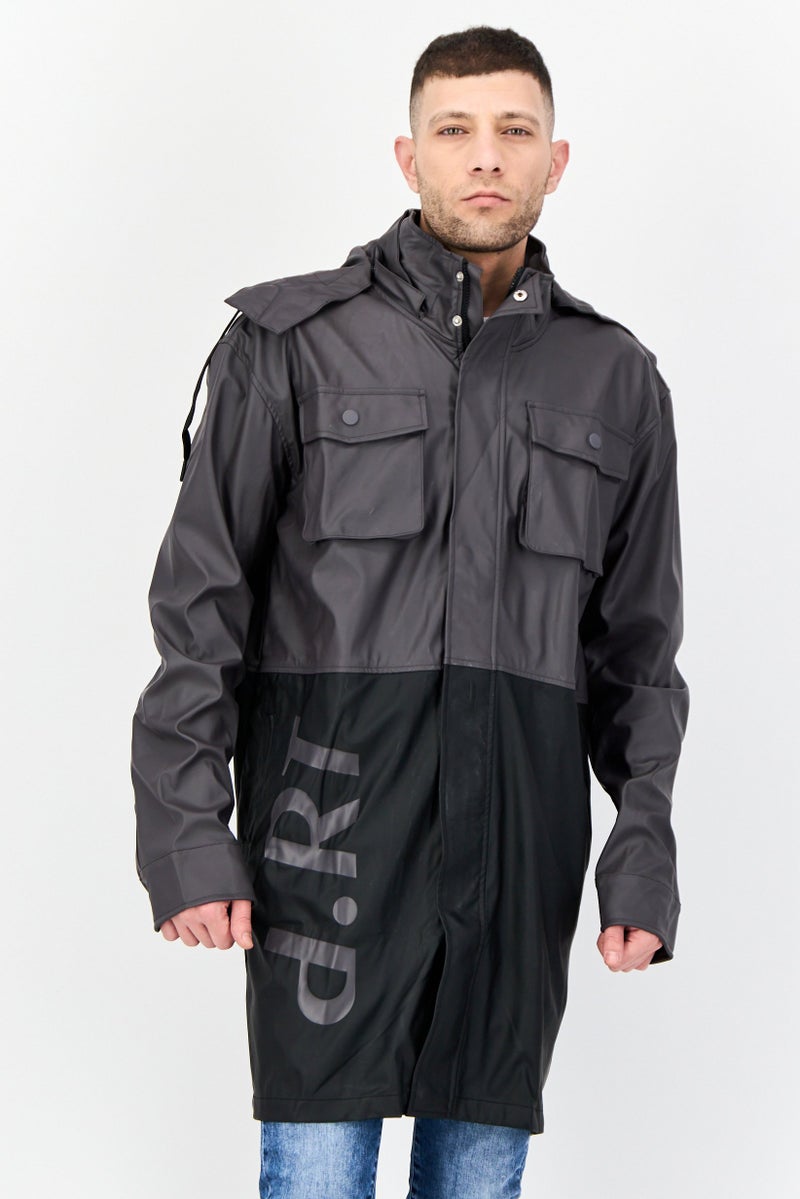 D RT معطف ترينش للرجال بتدرجات لونية مزدوجة، متعدد الألوان - Image 1