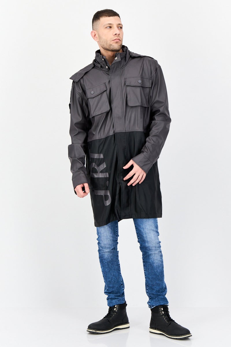 D RT معطف ترينش للرجال بتدرجات لونية مزدوجة، متعدد الألوان - Image 3