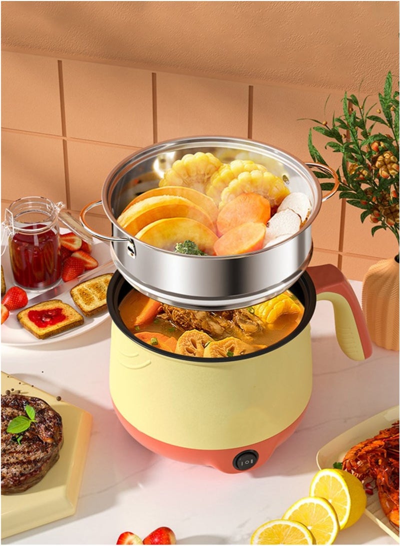 Gasin 1.8L multi-functional mini electric cooker with a power of 300 - 600W ceramic inner pot portable travel cooker electric frying pan, hot pot quick noodle cooker suitable for frying steaks and eggs and boiling soup - Image 5