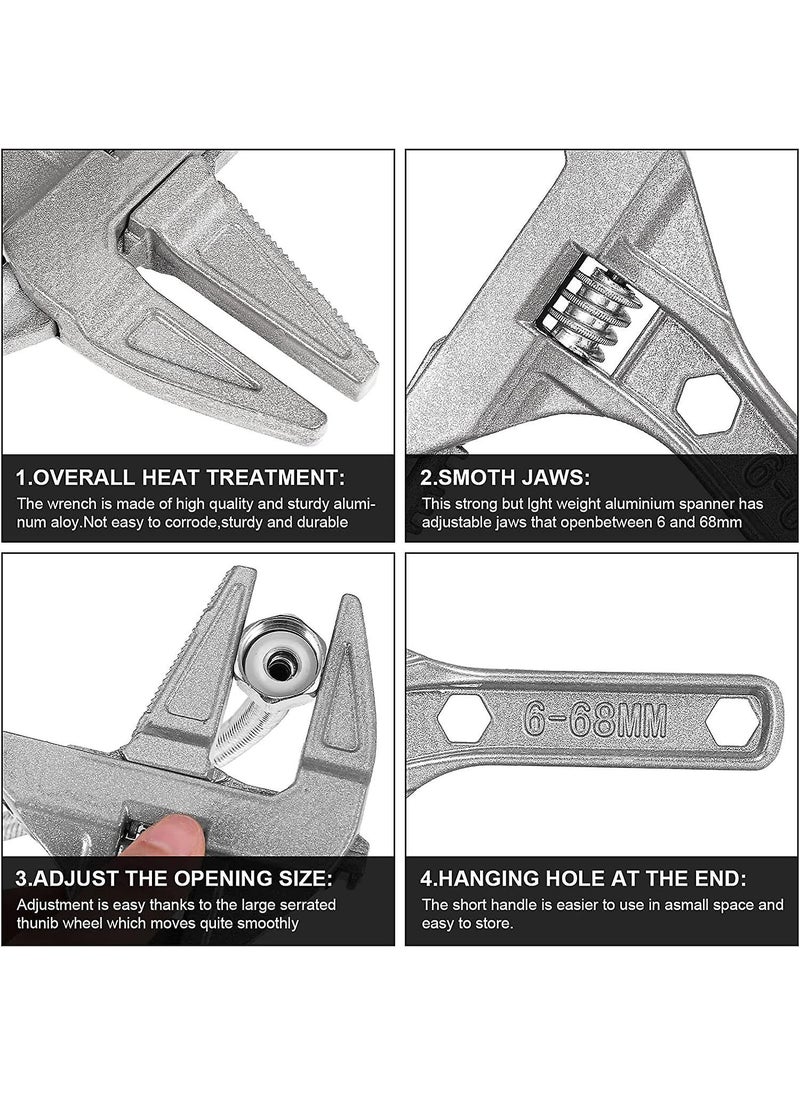 Universal Adjustable 6 68mm Opening Capacity Doubleended Wrench Reversible Jaw Pipe Wrench OpenEnded Hex Spanner Plumbing Hand Tools for MultiFunction Pipe nuts bolts Opening Socket Wrench