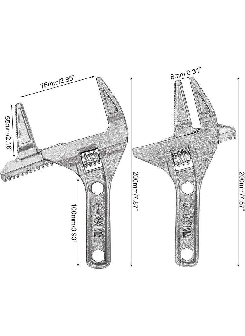 Universal Adjustable 6 68mm Opening Capacity Doubleended Wrench Reversible Jaw Pipe Wrench OpenEnded Hex Spanner Plumbing Hand Tools for MultiFunction Pipe nuts bolts Opening Socket Wrench