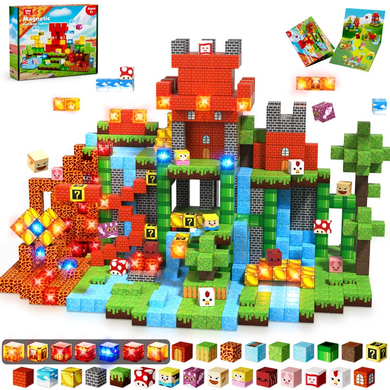 Magnetopia 200PCS Magnetic Blocks with Light Blocks  Magnetic Blocks for Kids Ages 4 5 6 7 8 Magnetic Building Cubes Magnetic Building Block Christmas Birthday Gifts for 310 Years Old Boy Girls STEM Toy - Image 3