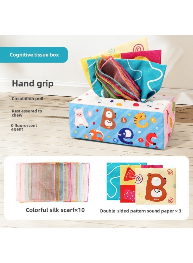 Baby's Hand Tear-free Simulation Paper Towel Box Finger Exercise Baby's Paper Cloth Book 6 Months Toy-Color:Cognitive Napkin Box  Boxed Hlx116a  - Image 1