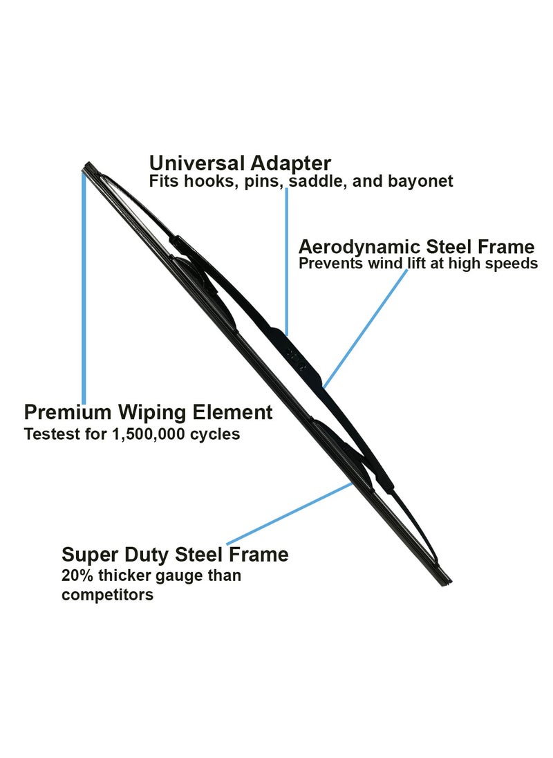 3XR 3xr 2 Pcs Car Wiper Blades 24" 600mm. High Quality Universal Wiper Blades Set  - Image 5