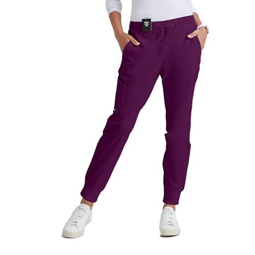 BARCO Grey’s Anatomy Classic Kira Scrub Jogger for Women – Wine, 5-Pocket Yoga Style Mid-Rise Pants with Natural Stretch, Soil Release Fabric, and Super-Soft Finish – Small, Regular Fit - Image 1