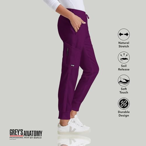BARCO Grey’s Anatomy Classic Kira Scrub Jogger for Women – Wine, 5-Pocket Yoga Style Mid-Rise Pants with Natural Stretch, Soil Release Fabric, and Super-Soft Finish – Small, Regular Fit - Image 3