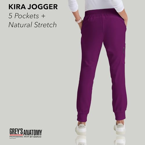 BARCO Grey’s Anatomy Classic Kira Scrub Jogger for Women – Wine, 5-Pocket Yoga Style Mid-Rise Pants with Natural Stretch, Soil Release Fabric, and Super-Soft Finish – Small, Regular Fit - Image 2