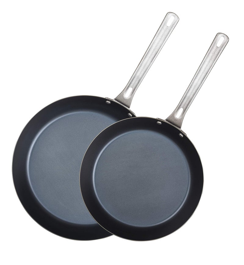 Viking Non Stick Frying Pans, Blue Carbon Steel Kitchen Cookware, 10 and 12 Inch, Black - Image 1