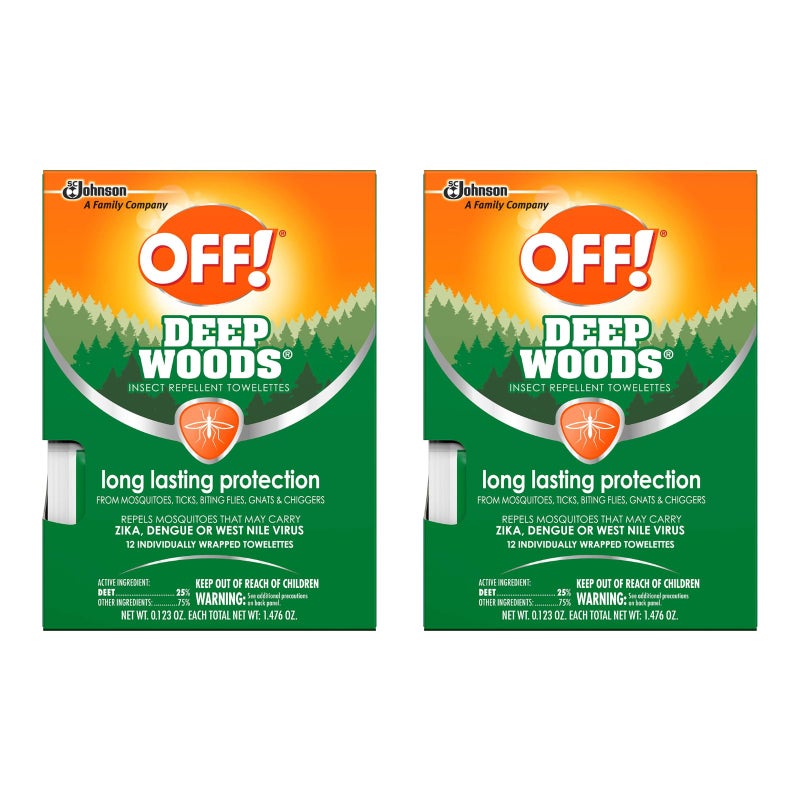 Off! Deep Woods Mosquito and Insect Repellent Wipes, Long Lasting, 12 Individually Wrapped Wipes (2) - Image 1