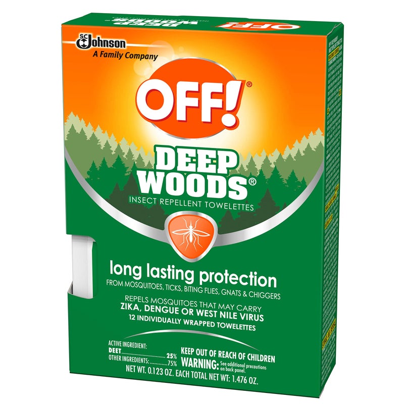 Off! Deep Woods Mosquito and Insect Repellent Wipes, Long Lasting, 12 Individually Wrapped Wipes (2) - Image 3