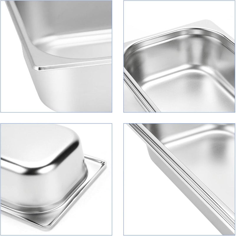 Nexboraque 4 Pcs Half Size Hotel Pan, 1/2 Size 2.5 Inch Deep Stainless Steel Steam Table Pan Half Pans for Chafing Dishes, Breading Trays for Hotel, Party, Buffet, Catering Supplies - Image 3
