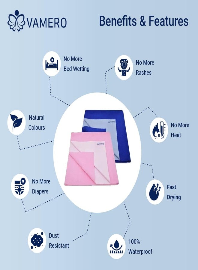 VAMERO Baby Dry Sheet Waterproof & Soft Baby Bed Protector, Anti - Bacterial & Odour Free, Extra Absorbant, Reuseable & Washable (Small Size 70x50 CM, Blue Colour, Pack of 1) - Image 5