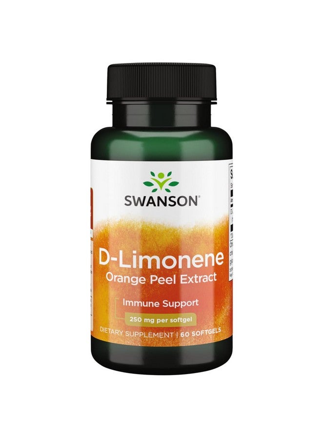 SWANSON مستخلص قشر البرتقال المضغوط على البارد من سوانسون D-ليمونين 250 ملليجرام 60 كبسولة - Image 1