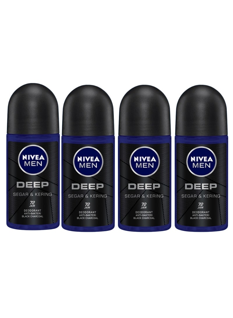 Nivea Pack Of 4 Nivea Men Anti Perspirant Deep With Black Carbon And Dark Wood Roll On 50ml - Image 3