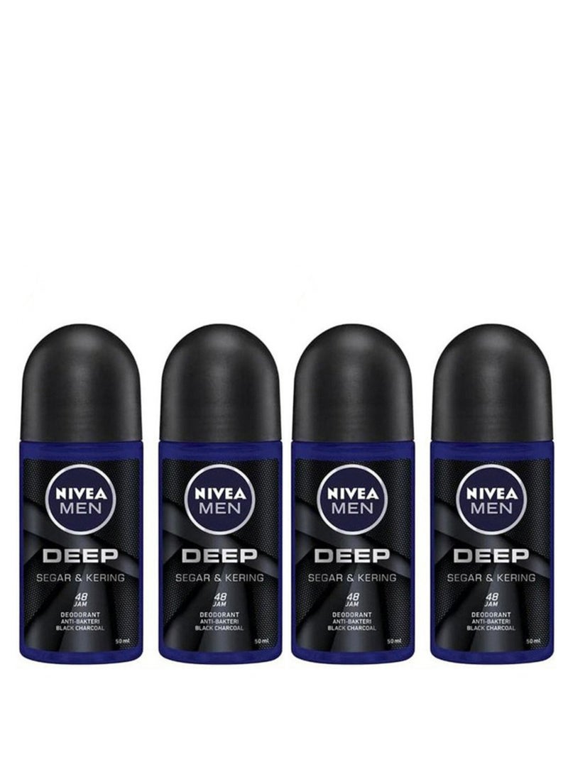 Nivea Pack Of 4 Nivea Men Anti Perspirant Deep With Black Carbon And Dark Wood Roll On 50ml - Image 4