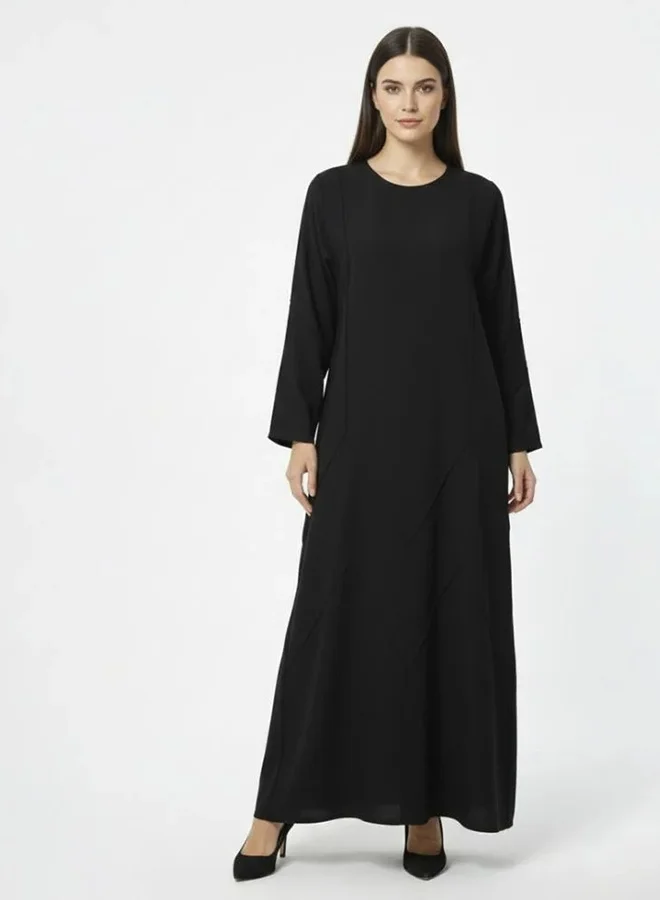 lamha abaya Open black abaya with abstract lines