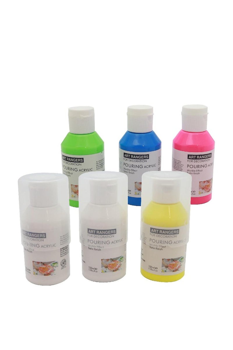 ART RANGERS Pouring Medium Marble Effect Acrylic ColorFlourescent6 Colors 100.00 ml - Image 2