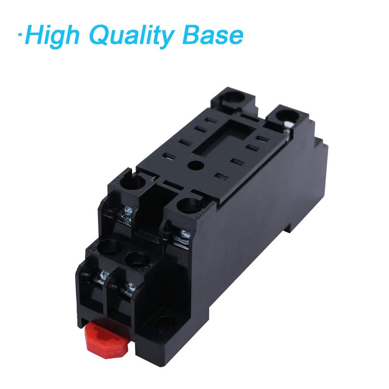 mxuteuk 2pcs HH52P DC 12V LED Indicator Electromagnetic Power Relay 8 Pin 5A Coil Relays DPDT with Socket Base,with DIN Slotted Aluminum Rail - Image 2