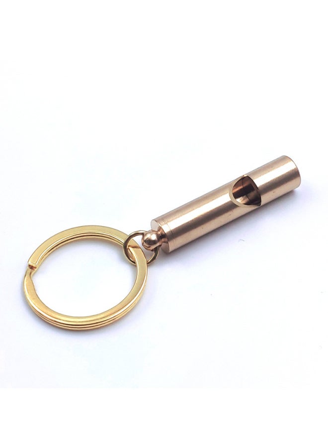 Generic Brass Whistle Referee Retro Outdoor Survival Keychain Children's Life Pendant Camping Training-Color:Whistle (single) + Large Circle - Image 1